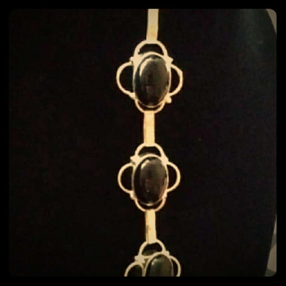 Black Onyx 925 Sterling Silver Vintage Bracelet
